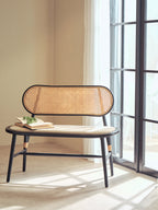 Cebu Natural Cane Bench with Black Elm Wood Frame