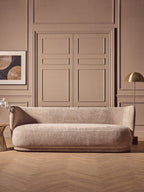 Delray Deep Stone Chenille Curved Three Seater Sofa