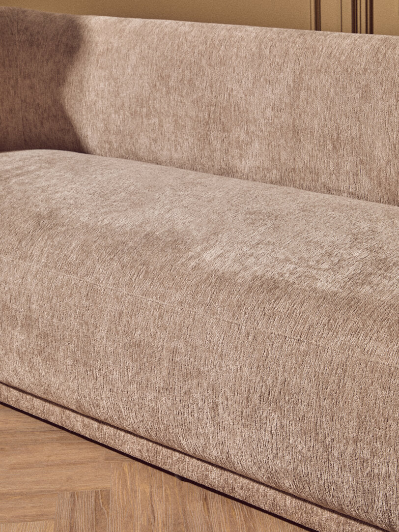 Delray Deep Stone Chenille Curved Three Seater Sofa
