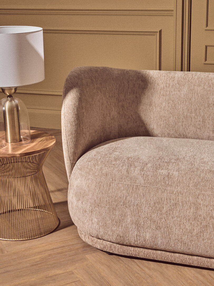 Delray Deep Stone Chenille Curved Three Seater Sofa