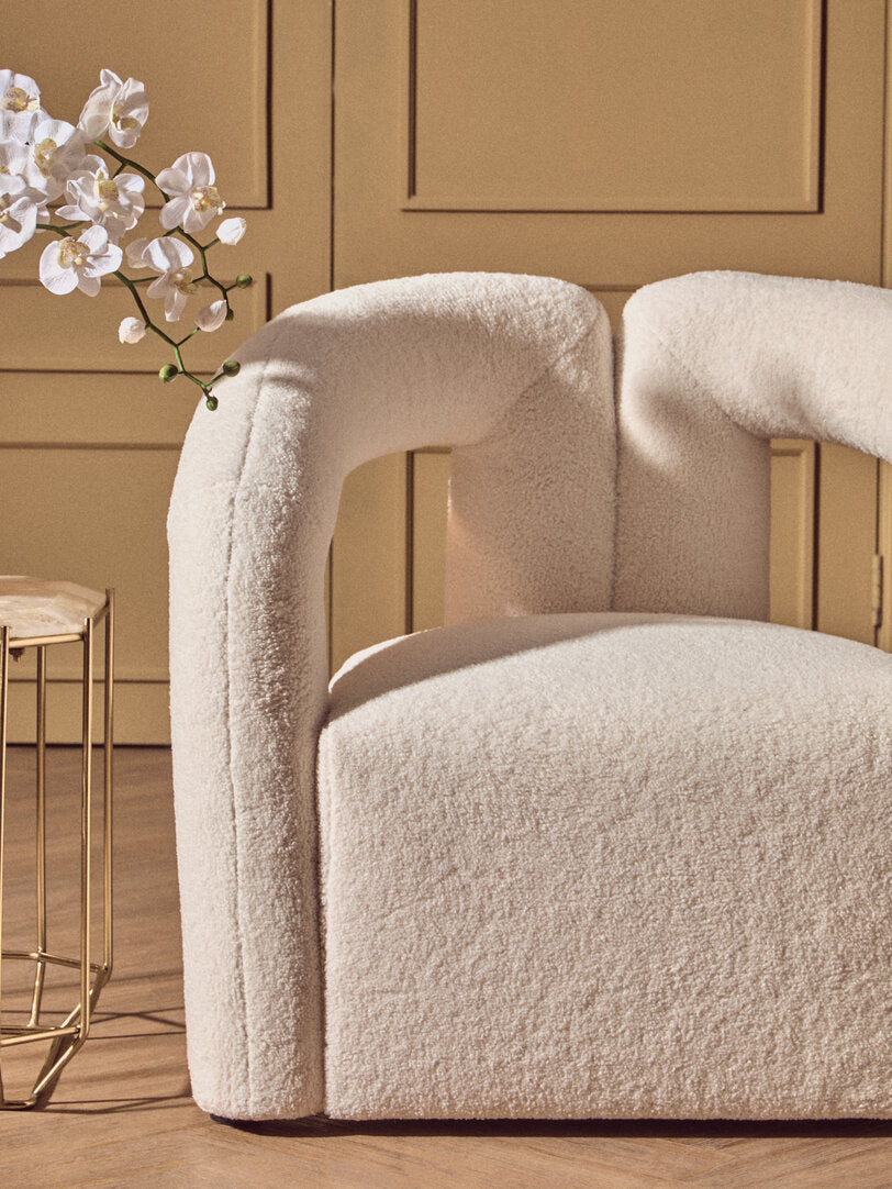 Davina Ivory Boucle Statement Chair