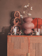 Teora Paper Rope Detail Two Door Mango Wood Cabinet