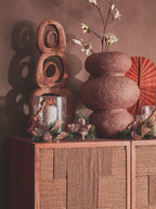 Teora Paper Rope Detail Two Door Mango Wood Cabinet