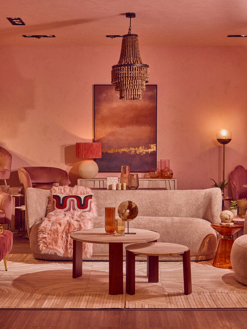 Delray Deep Stone Chenille Curved Three Seater Sofa