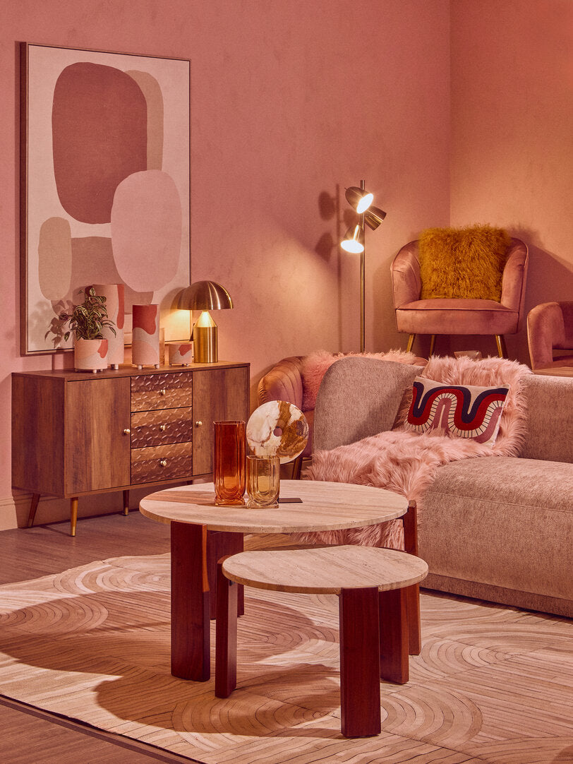 Delray Deep Stone Chenille Curved Three Seater Sofa