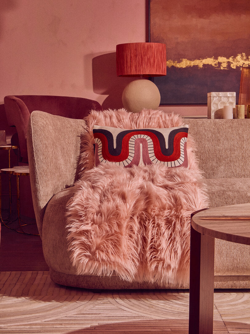 Delray Deep Stone Chenille Curved Three Seater Sofa