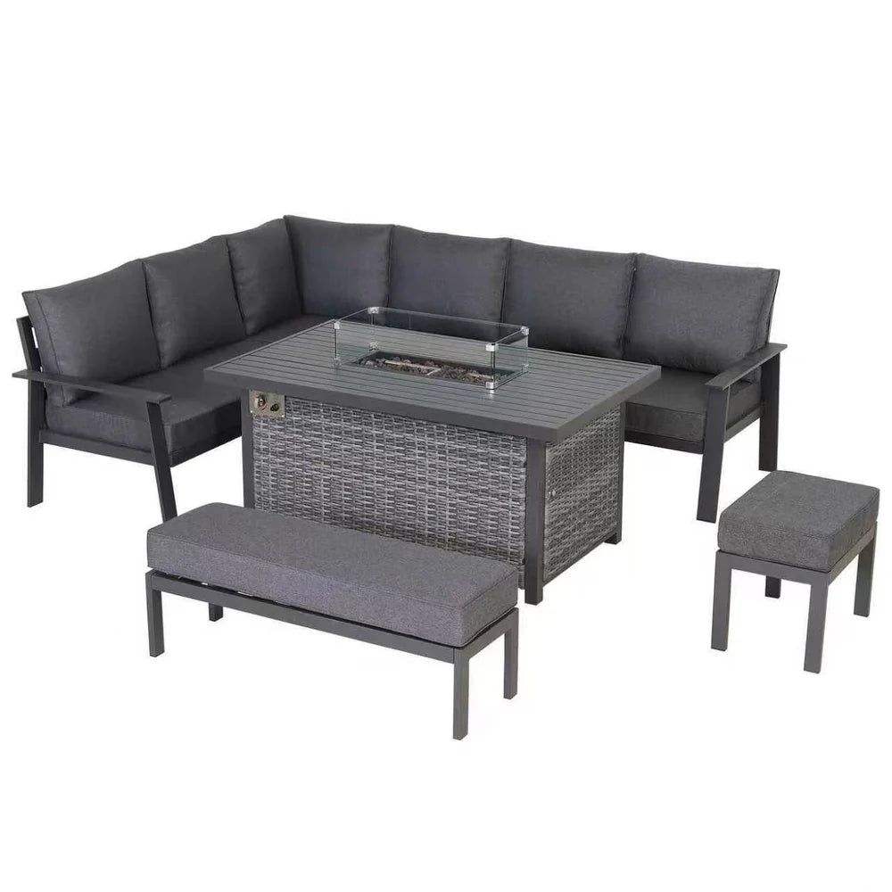 Titan Range High Back Left Hand Corner Sofa Set with Fire Pit Table