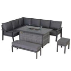 Titan Range High Back Left Hand Corner Sofa Set with Fire Pit Table