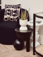 Oliveto Black Boucle Curved Revolving Armchair