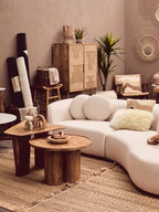 Walsa Natural Mango Wood Column Detail Coffee Table