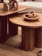 Walsa Natural Mango Wood Column Detail Coffee Table