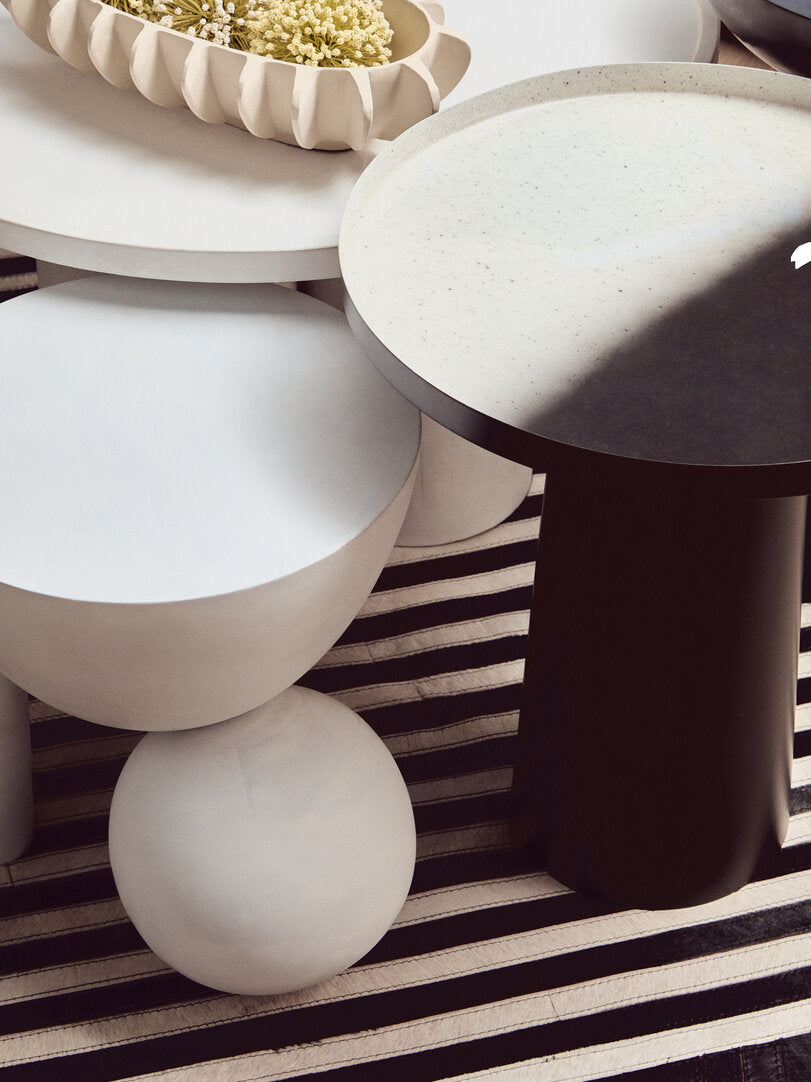 Walsa Whitewash Mango Wood Ball Detail Side Table