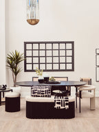 Perdoba Mango Wood Oval Dining Table in Black Finish