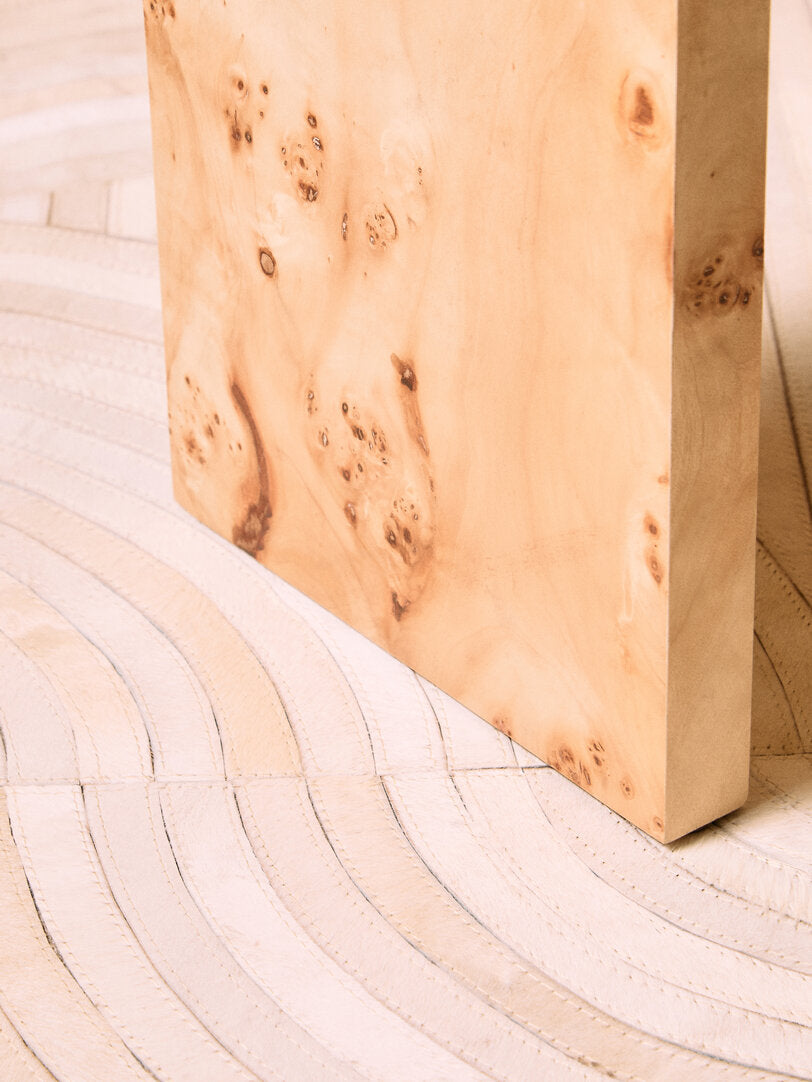 Mota Burl Wood Design Curved Side Table