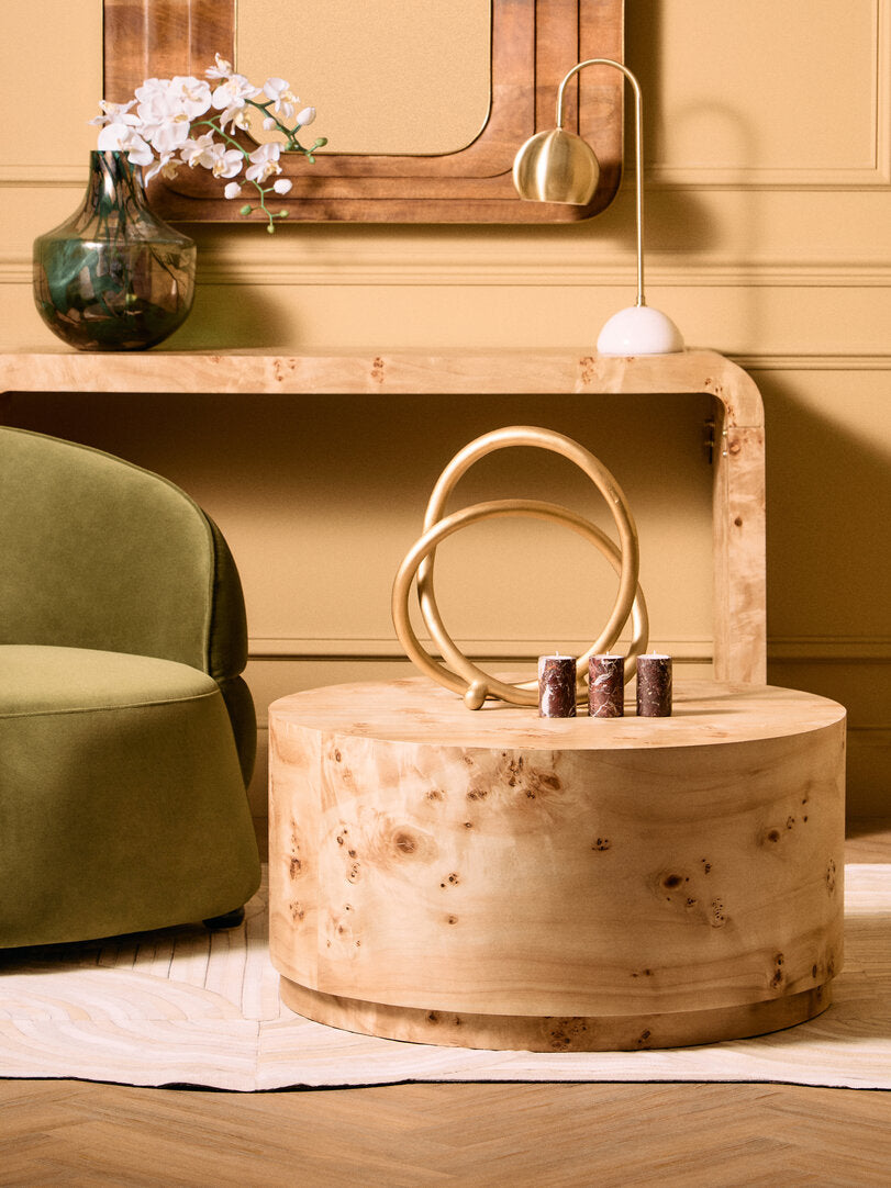 Mota Burl Wood Design Round Coffee Table