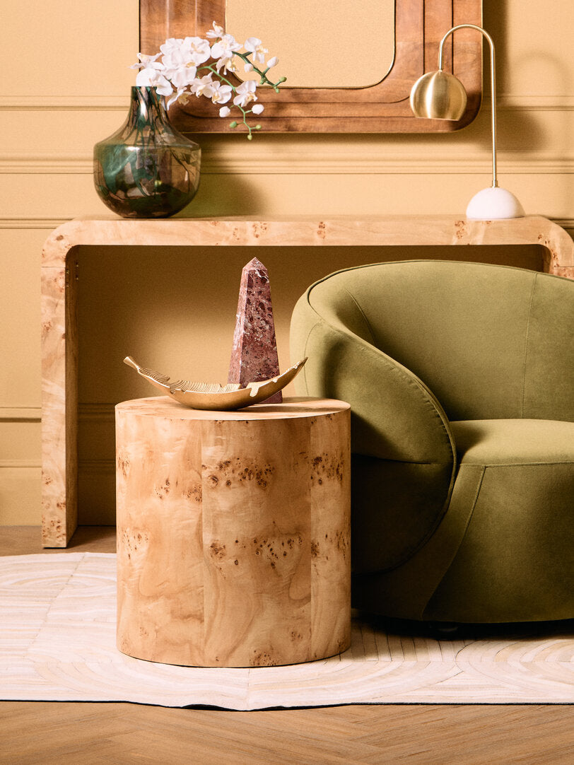 Mota Burl Wood Design Round Side Table