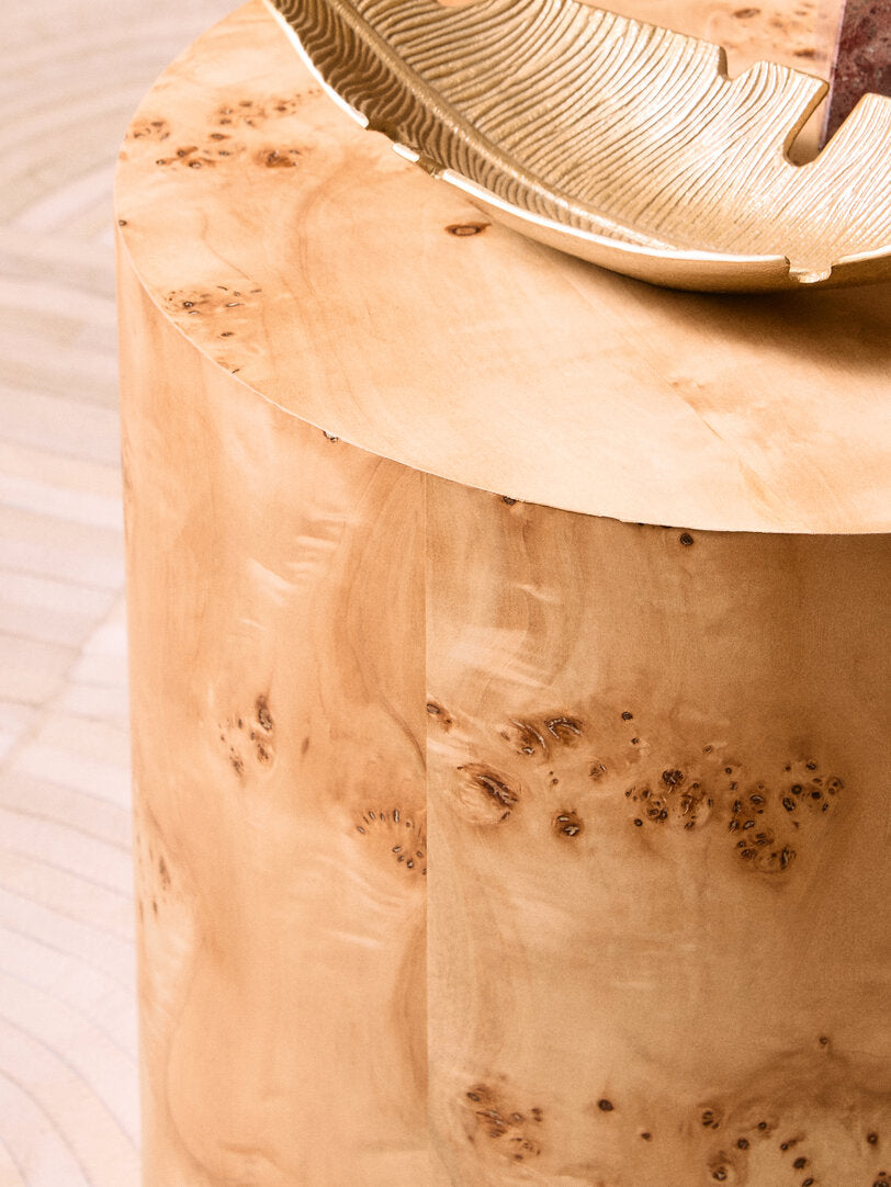Mota Burl Wood Design Round Side Table