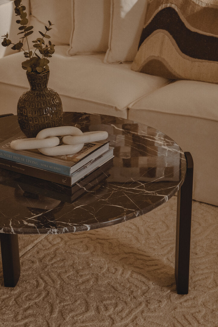 Palermo Round Black Marble Top Large Coffee Table