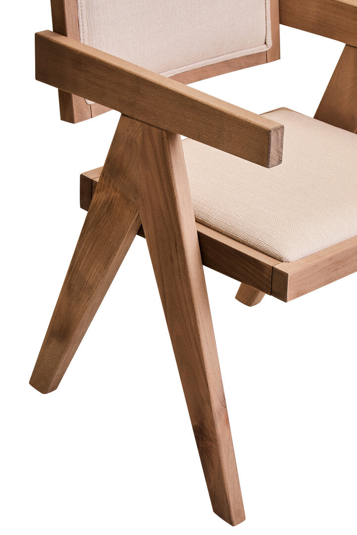 Cebu Ivory Fabric and Grey Wash Beech Wood Dining Chair