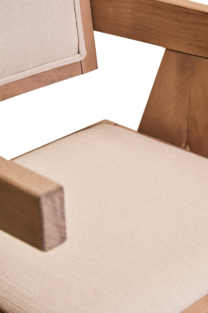 Cebu Ivory Fabric and Grey Wash Beech Wood Dining Chair