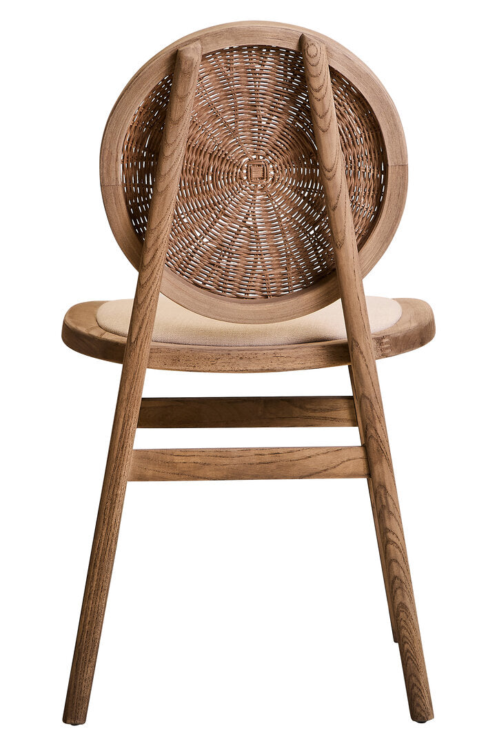Cebu Beige Fabric and White Wash Elm Wood Dining Chair
