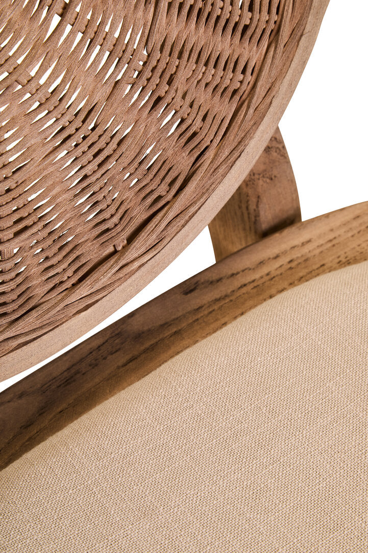 Cebu Beige Fabric and White Wash Elm Wood Dining Chair