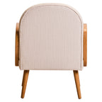 Cebu Ivory Fabric and Cane Chair with Elm Wood Legs