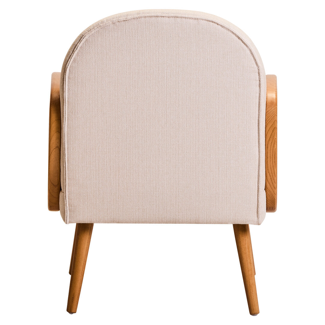 Cebu Ivory Fabric and Cane Chair with Elm Wood Legs