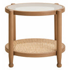 Cebu Natural Cane and Grey Wash Elm Wood Side Table
