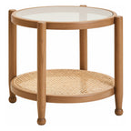 Cebu Natural Cane and Grey Wash Elm Wood Side Table