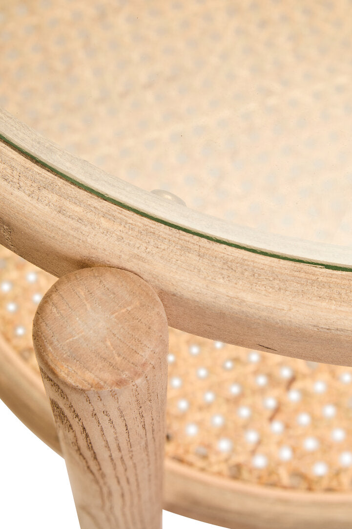 Cebu Natural Cane and Grey Wash Elm Wood Side Table