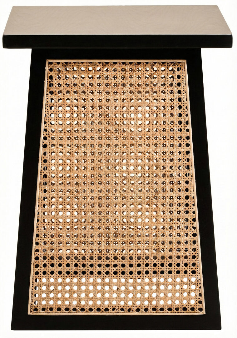 Cebu Natural Cane and Black Elm Wood Side Table