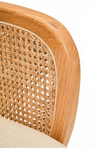 Cebu Ivory Fabric and Cane 2 Seat Sofa with Elm Wood Legs