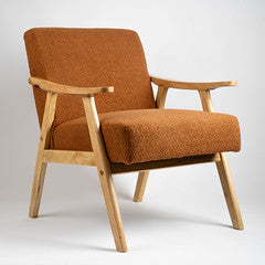 Caramel Boucle Chair (Flat Arms)