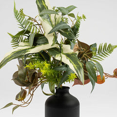 62Cm Mixed Leaves Bouquet In 23.5Cm Black Vase