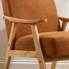 Caramel Boucle Chair (Flat Arms)
