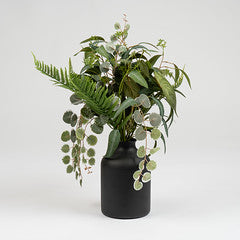 58Cm Mixed Leaves Bouquet In 23.5Cm Black Vase