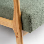 Light Green Boucle Chair (Curved Arms)