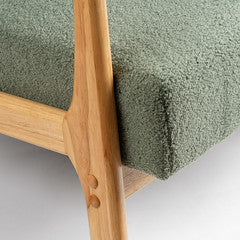 Light Green Boucle Chair (Curved Arms)