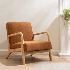 Caramel Boucle Chair (Curved Arms)
