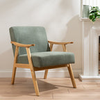 Light Green Boucle Chair (Flat Arms)