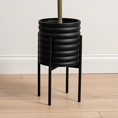 Black Ribbed Planter