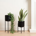 Set Of 2 Black Planters