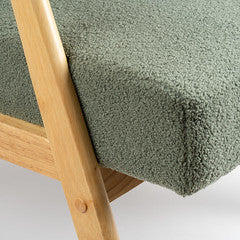 Light Green Boucle Chair (Flat Arms)