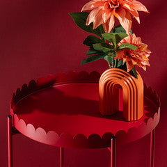Red Round Scallop Table