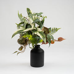 62Cm Mixed Leaves Bouquet In 23.5Cm Black Vase