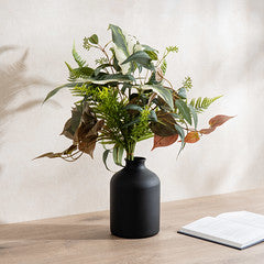 62Cm Mixed Leaves Bouquet In 23.5Cm Black Vase