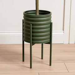 Green Ribbed Planter