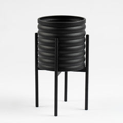 Black Ribbed Planter