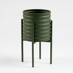 Green Ribbed Planter